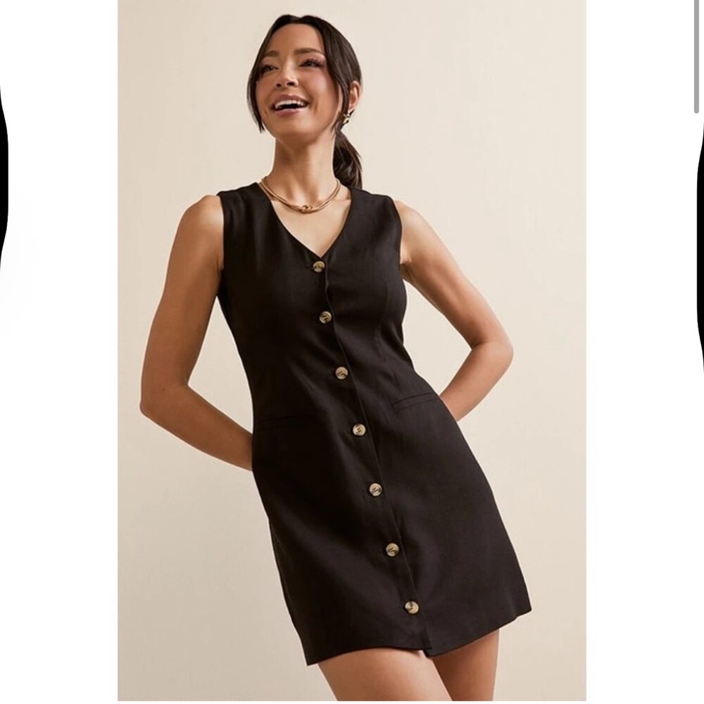 Francesca's Black Sleeveless Button-Up Mini Womens Dress Medium Casual Relax NWT